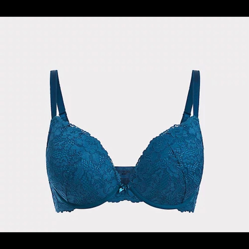 TEAL LACE PUSH-UP PLUNGE BRA